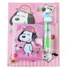 Novo Conjunto de Filhote Snoopy com Canetas Esferográficas Mini de Quatro Cores de Alta Qualidade e Conjunto de Caderno Portátil