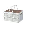 Caja de Almacenamiento para Camping al Aire Libre con Tapa de Madera, Organizador para Maletero de Coche, Cesta Portátil, Caja Plegable para Picnic