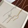 Joyería Europea y Americana Transfronteriza, Estilo Metálico de Moda, Cadena Larga Trenzada Hueso de Serpiente con Borla Personalizada, Collar de Acero de Titanio, Cadena para Clavícula de Mujer