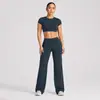 Conjunto Esportivo de Manga Curta com Costas Nuas Transfronteiriço para Mulheres com Bojos Top Fitness Roupa Esportiva ao Ar Livre Roupa de Yoga