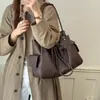 Bolsa Saco Retro Versátil com Cordão Feminina 2026 Novo Estilo Coreano Bolsa Tote de Grande Capacidade Bolsa Tote com Cordão de Ombro Único