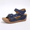Sandalias Romanas Retro de Cuña con Tira Cruzada Tallas Grandes para Mujer 2026 Verano Huecas de Suela Gruesa de Una Tira Sandalias de Playa para Mujer