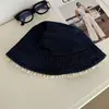Sombrero de Pescador de Mezclilla con Adorno de Encaje, Protección Solar, Gama Alta, Femenino, Lindo, Sombrero de Pescador, Estilo Ligeramente Académico