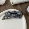 Estilo Preppy Britânico Bolinhas Xadrez Laço Presilha Banana Clássico Retro Cor Contrastante Tecido Grampo de Cabelo Adorno de Cabeça para Mulheres