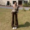 Jeans Marrones Acampanados para Mujer Primavera/Verano 2026 Nuevo Estilo Vintage para Chicas Altas, Pantalones de Campana No Ajustados de Cintura Baja