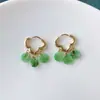 Brincos de Jade Natural Verde Picante com Injeção de Ouro 14K Brincos Simples Estilo Chinês Brincos de Fornecimento ao Vivo