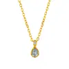 Collar Exquisito de Plata de Ley S925 con Circonita Azul Claro en Forma de Gota de Agua para Mujer, Cadena Sencilla de Moda Elegante de Alta Gama, Versátil para la Clavícula