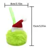 Adornos de bola de felpa navideños más vendidos en Europa y América, colgantes de bola de pelo sintético de conejo de elfo monstruo verde para fiestas festivas