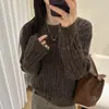 Suéter de Diseño Trenzado Clásico Coreano para Mujer 2025 Otoño e Invierno Nuevo Estilo Perezoso Holgado Retro Tejido