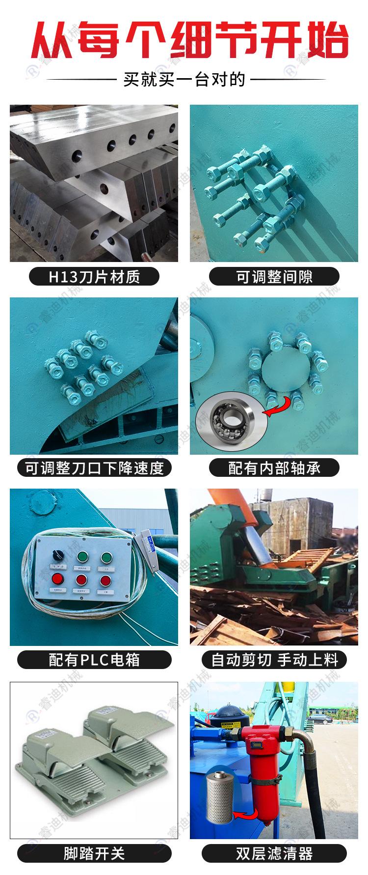 脚踏金属鳄鱼剪切机160吨废铁虎头剪切机 自动送料废钢液压剪铁机_04.jpg