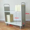 Carrito Silencioso para Libros de Biblioteca, Carrito Pequeño, Escalera para Libros, Carrito Móvil para Libros, Escalera de Tres Peldaños, Carrito para Archivos de Archivo, Carrito de Plataforma Plana