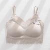 Nova Renda Estilo Francês de Início de Primavera Roupa Íntima Feminina Top de Látex com Sutiã Sem Aro Costas Bonitas Wrap de Seda Gelada Sexy