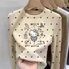 2026 Camiseta de Manga Larga con Lunares para Niñas Otoño/Invierno de Terciopelo Alemán, Capa Base Cálida para Niños, Top Elegante