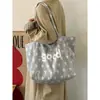 Bolsa de Lona Estilo Coreano Doble Cara con Letra Estrella para Mujer, Nueva Bolsa Tote Casual de Gran Capacidad, Bolso de Mano para Viajes Diarios, Bolso de Hombro