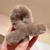 Pinza para el pelo de peluche, mediana, de tiburón de peluche, para otoño e invierno, de imitación de piel de conejo, horquilla para la cabeza, de felpa femenina avanzada