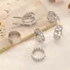 Anel Liso Brilhante Atacado Europeu e Americano Joia de Mão Transfronteiriça Forma Geométrica Feminina Estilo Galvanizado Conjunto Personalizado de Anéis de Falange