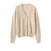 Novo Cardigan Elegante Feminino 100% Caxemira Pura Outono e Inverno Quente e Emagrecedor Jaqueta Cardigan de Tricô