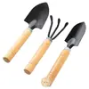 Conjunto de Ferramentas de Jardinagem de Três Peças para Cultivar Flores, Plantar Vegetais, Ferramentas para Suculentas, Pá Pequena, Ancinho Pequeno, Suprimentos para Vasos de Varanda