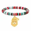 Popular Serie Navideña de Arcilla Polimérica Europea y Americana Pulsera Colgante de Acero Inoxidable de Papá Noel Muñeco de Nieve Joyería de Comercio Exterior al por Mayor