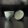 Taza de Té de Cerámica Roja Antigua con Orquídea Pintada a Mano Estilo Dinastías Tang y Song, Juego de Té Kung Fu, Taza de Té para el Hogar, Taza Individual para Beber Té