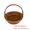 Cesta de almacenamiento con asa de mimbre sintético, refuerzo de marco de hierro, cesta de picnic, cesta de compras, cesta de flores de ratán, cesta para recoger, cesta de aperitivos para sala de estar