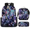 Conjunto de Tres Piezas para Niña Kpop Demon Slayer Transfronterizo Mochila de 16 pulgadas Mochila de Moda Tendencia Estuche para Lápices Bolsa Térmica