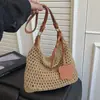 Bolso de hombro versátil de gran capacidad, tejido estilo coreano, para mujer, nuevo modelo 2026, estilo casual de vacaciones, bolso de playa