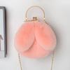 2021 Nueva Bolsa de Orejas de Conejo Portátil de Felpa con Cadena Bolso para Teléfono Móvil para Mujer Lindo Bolso Cruzado de Hombro de Conejo