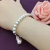 Pulseira de Contas de Transferência em Prata Esterlina Pulseira Feminina de Prata Esterlina 990 Estilo Coreano Saco da Sorte Contas Lisas Fosqueadas para Namorada