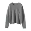 Mesmo estilo do primo mais velho, solto e preguiçoso, suéter de tricô 100% caxemira pura Koseiny para mulheres, casual, para o trabalho, suéter oversized