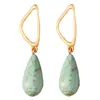 Moda transfronteriza europea y americana retro diseño personalizado temperamento creativo aleación turquesa pendientes simples nicho combinan con todo