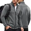 Jaqueta de Lã com Gola Alta e Zíper Bolsos Laterais para Homem Outono Inverno Amazon Transfronteiriça Casaco Cardigan Casual para Exterior Manga Longa