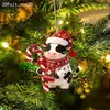 Colgante de Vaca de Navidad Acrílico Plano 2D Cruzado Adorno de Reno Pequeño para Árbol de Navidad Decoraciones Festivas Fuente Mayorista