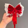 Horquilla para el pelo con lazo para niña, horquilla roja para niña, accesorios para el pelo de princesa para bebé, Año Nuevo