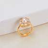 Zhuji Pearl - Venta al por mayor - Pendientes, anillo y colgante de perla blanca redonda cuadrada - Conjunto de tres piezas de perlas de agua dulce