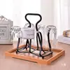 Prateleira de Vidro Criativa para Sala de Estar Cabide para Xícara de Chá Rack de Armazenamento Invertido para Copo de Água com Bandeja para Copo de Cerveja e Xícara de Café