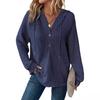 Ropa de Mujer Transfronteriza de Exportación Europea y Americana Estilo Caliente de Amazon Tejido Waffle Cordón Botón Cuello en V Sudadera con Capucha de Manga Larga