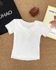 Playera de Encaje de Manga Larga Estilo Pure Lust para Mujer para Verano Look Adelgazante Diseño Sexy Top Corto con Lazo