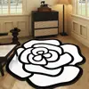Alfombra de cachemira sintética de lujo estilo Chanel, alfombra completa para sala de estar, patrón de camelia para vestidor, alfombrilla suave para dormitorio