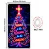Tela colgante fluorescente de Navidad Papá Noel renos muñeco de nieve cachorro bandera de tela neón decoración de fiesta navideña transfronterizo