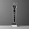 Troféu de Cristal Polegar para Cima Competição Honra Lembrança Empresa Escola Gravação Metal Reunião Anual Prêmio Presente Atacado