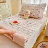 Ropa de cama de algodón con estampado de leche AB de doble cara, juego de cuatro piezas para madre y bebé, grueso para otoño e invierno, funda nórdica de doble cara, sábana, cama individual