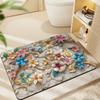 Alfombra de Piso Absorbente para Baño de Barro de Diatomeas con Flor Estereoscópica 3D, Alfombra para Entrada de Cocina, Felpudo Antideslizante para Puerta de Baño