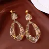 Serie Vintage Segunda Mano Chapado en Oro Real Aguja de Plata Zircón Borla Pendientes de Botón de Moda Versátiles Exagerados Pendientes