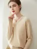 Suéter de cachemir para mujer, 100% cachemir, otoño e invierno, 26 nuevos estilos, color liso, cuello en V, elegante y rejuvenecedor, capa interior cálida