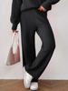 Pantalones de Mujer Moda Europea y Americana Transfronteriza Tejidos Otoño e Invierno Pantalones de Lana Casual Rectos de Pierna Ancha Cintura Media-Alta Cálidos Largos