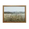Popular Pintura de Escritorio con Marco de PS de Grano de Madera de Amazon para Decoración de Sala de Estar, Pared de Fondo de Sofá, Pintura Colgante de Paisaje Campestre