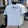 Camiseta para Hombre, Camisa de Alto Rendimiento Sin Costuras, Polo Fresco de Seda de Hielo de Manga Corta, Top Casual de Color Sólido para Verano para Hombre