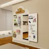 Tablero Perforado de Madera Maciza Espejo de Vestir Integrado con Espejo Deslizante Invisible para Almacenamiento en la Entrada, Espejo de Cuerpo Entero Montado en la Pared