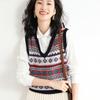 Mezcla de Lana 2026 Otoño e Invierno Nuevo Estilo Chaleco Corto de Punto para Mujer Holgado Cuello en V Estilo Étnico Retro